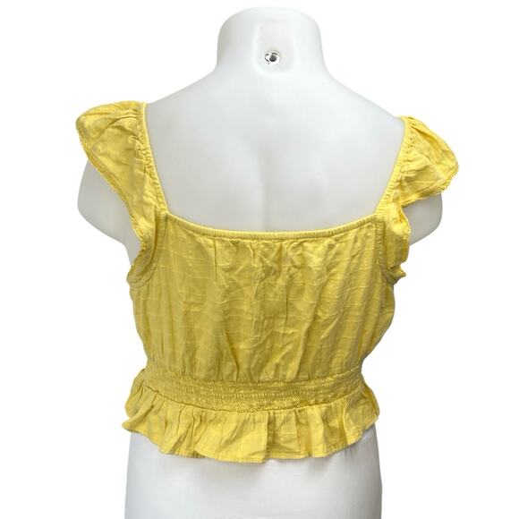 Aeropostale Women's Yellow Sleeveless Ruffle Lace Up Peplum Tank Crop Top Sz XL - Picture 3 of 5